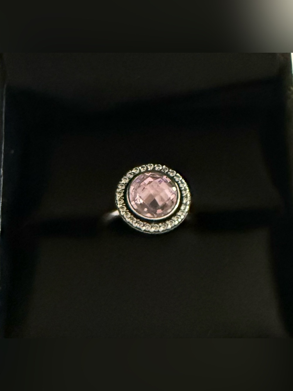 Size 8 - Pandora Sterling Silver Brilliant Legacy Ring w/Pink Zirconia Gemstone. - Picture 4 of 8